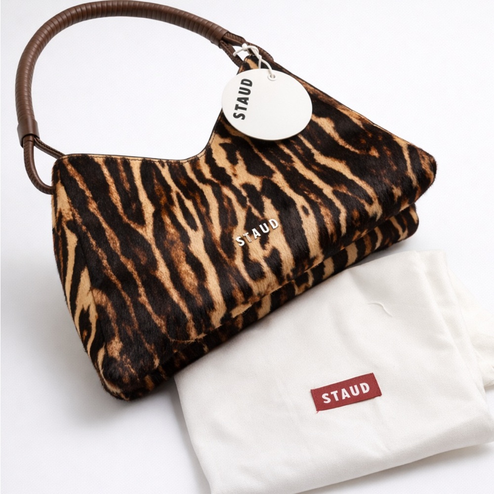 STAUD Tiger Print Crossbody Bag